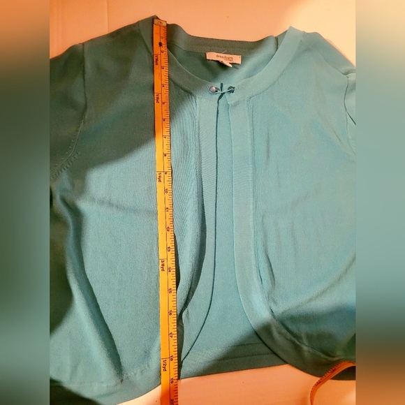 Dress Barn blue shrug  3/4 Sleeve Cardigan cropped - Picture 5 of 5